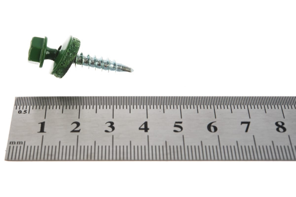 Саморезы для крепления кровельных материалов к деревянной обрешетке Зубр цвет RAL 6002 зеленый лист, оцинкованный, 4,8x29мм, 2500шт 4-300310-48-029-6002