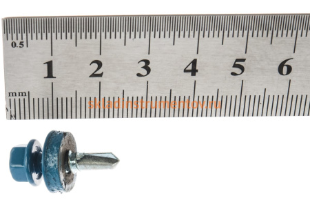 Саморезы Зубр для крепления кровельных материалов к деревянной обрешетке, цвет RAL 5009 небесно-голубой, оцинкованный, 5,5x19мм, 2500шт 4-300310-55-019-5009