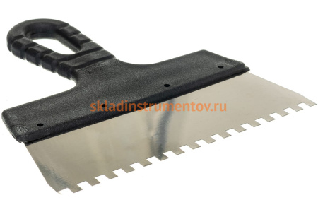 Зубчатый шпатель, нержавеющая сталь, пластиковая рукоятка 6х6 мм, 200мм Вихрь 73/3/2/26