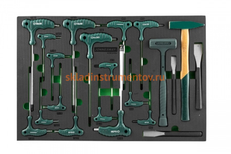 Jonnesway H10121SV Набор ключей торцевых шестигранных и TORX молотков и зубил в EVA ложементе 49273