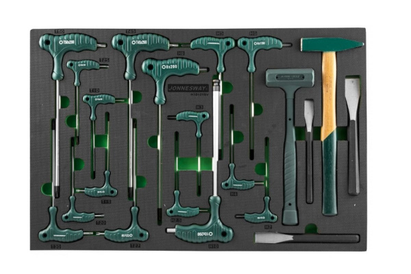 Jonnesway H10121SV Набор ключей торцевых шестигранных и TORX молотков и зубил в EVA ложементе 49273