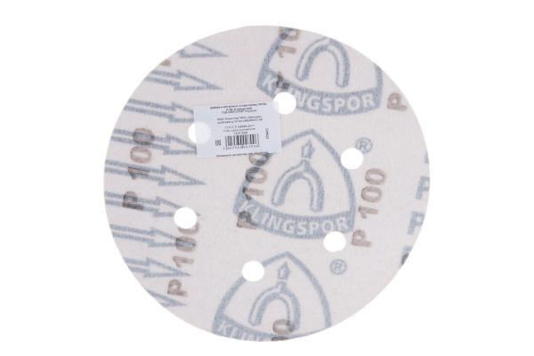 Круг шлифовальный на липучке для обработки дерева (150 мм; Р100; 6 отверстий) KLINGSPOR 270451