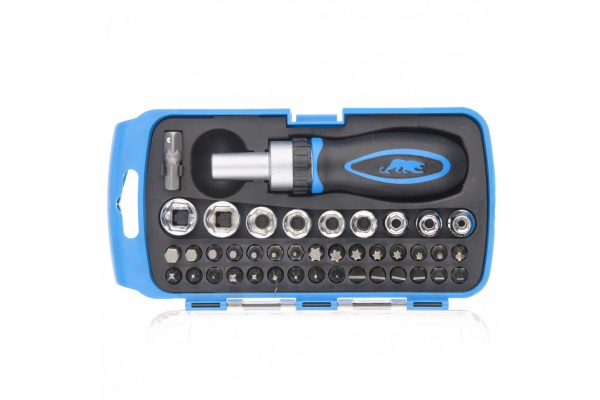 Реверсивная отвертка БАРС с набором бит и торцевых головок, 41 шт. 13358