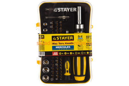 Набор насадок с реверсивной отверткой 65 предметов STAYER MASTER 25310-H65