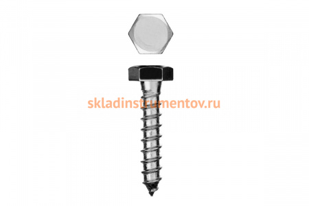 Оцинкованные шурупы для деревянных лаг и реек Зубр c шестигранной головкой, 8x50 мм, ТФ1, 70 штук 4-300451-08-050