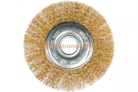 Щетка для УШМ, 125 мм, посадка 22.2 мм, плоская, латунированная витая проволока MATRIX 74656
