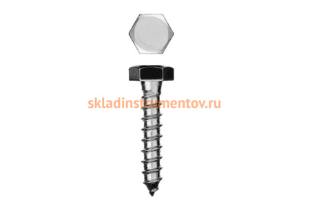 Оцинкованные шурупы для деревянных лаг и реек Зубр c шестигранной головкой, 8x50 мм, ТФ1, 70 штук 4-300451-08-050