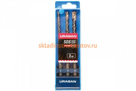 Набор буров 3 шт. по бетону (6-10 мм; SDS-plus) URAGAN 901-25554-H3