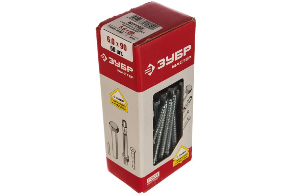 Шурупы ШДШ с шестигранной головкой ЗУБР /DIN 571/ 90 х 6 мм 60 шт 4-300451-06-090