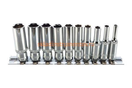 Набор глубоких торцевых головок (10 пр; 1/4 DR; 4-13 мм) ЭВРИКА ER-95150