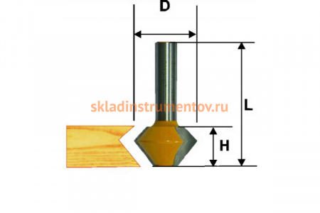 Фреза кромочная конусная (41,3х22,2 мм; 30/60°; хвостовик 12 мм) Энкор 10640