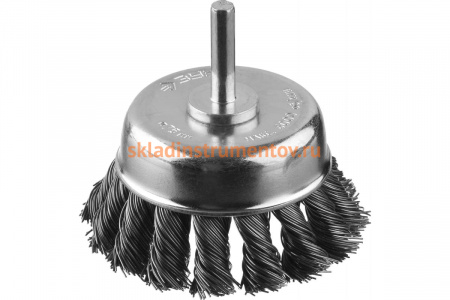 Щетка чашечная Профессионал (75 мм; жгутированная стальная проволока 0.5 мм) для дрели ЗУБР 35255-075_z02