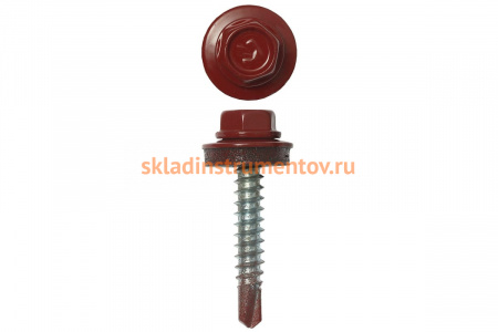 Саморезы Зубр для крепления кровельных материалов к деревянной обрешетке, цвет RAL 3003 рубиново-красный, оцинкованный, 4,8x65мм, 900шт 4-300310-48-065-3003