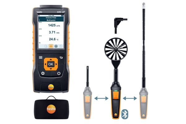 Комплект для вентиляции Testo 440 dP с Bluetooth крыльчаткой, зондом-крыльчаткой 0563 4410