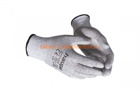 Перчатки с полиуретановым покрытием HAUPA, 3 степень защиты, серые, р. 11, 2 пары 120302/11-2