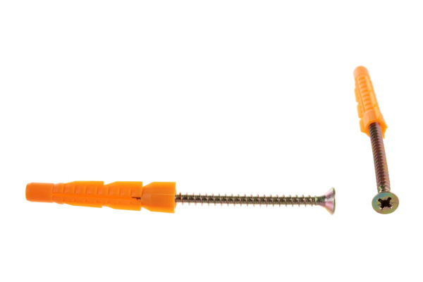 Универсальный дюбель Зубр полипропиленовый, без бортика с оцинкованным шурупом, в п/э пакете тип 6, 8x52мм, 6шт 4-301196-08-052