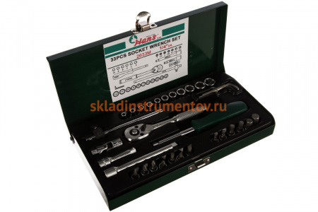 Набор инструментов Hans 1/4" 33 предмета в металическом ящике 2633M