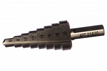 Сверло ступенчатое (6-20 мм; 8 ступеней; шаг 2 мм; ход 4.5 мм) по металлу Энкор 21620