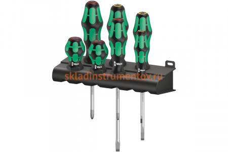 Набор отверток WERA 300/7 Mix 1 PH1/2, SL3/5.5/6.5, Stubby короткие PH1/2, 7 пр. WE-008900