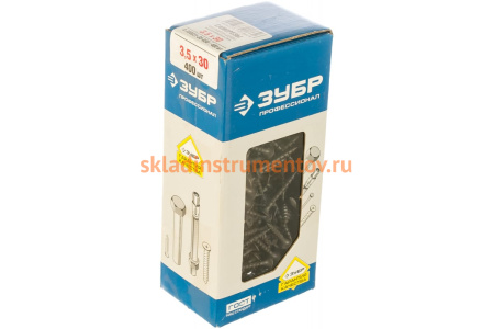 Саморезы универсальные по дереву 400 шт. (3,5х30 мм; PH2; ТФ1) Зубр 4-300031-35-030