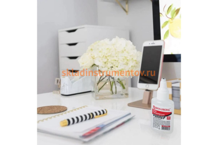 Клей-роллер BRAUBERG канцелярский для бумаги, картона, 45 г 225208