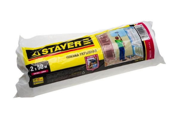 Защитная укрывочная пленка STAYER HDPE 12 мкм 2x50 м в рулоне 1225-15-50