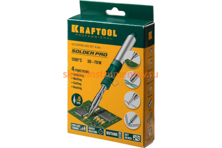 Набор, паяльник газовый, 3в1, 4 насадки, припой, чистка жал, 1300С KRAFTOOL 55504-H8 Набор, паяльник газовый, 3в1, 4 насадки, припой, чистка жал, 1300С KRAFTOOL 55504-H8