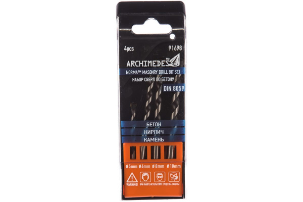 Набор сверл по бетону Norma, 4 шт Archimedes 91698