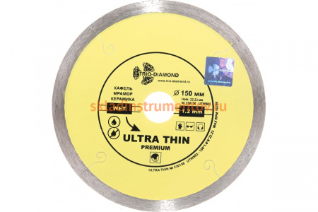 Диск алмазный отрезной Сплошной Ультратонкий Ultra Thin hot press (150х22.23 мм) TRIO-DIAMOND UTW503