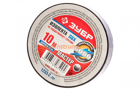 Черная изолента 6000 В, 15мм х 10м ЗУБР МАСТЕР 1233-2_z01
