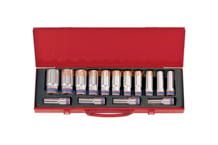 Набор глубоких двенадцатигранных торцевых головок 1/2", 10-32мм, 15шт KING TONY 4215MR