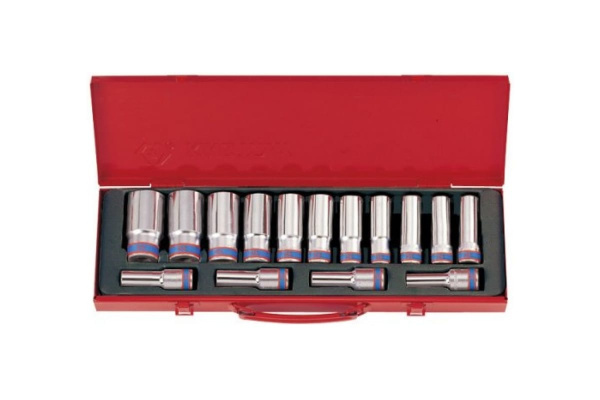 Набор глубоких двенадцатигранных торцевых головок 1/2", 10-32мм, 15шт KING TONY 4215MR