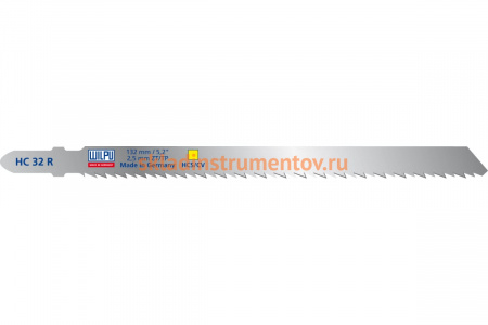 Пилка по дереву HC 32 R (5 шт; 132х7.8х1.45 мм; 105 мм; 10 TPI; HCS/CV) WILPU 212400005