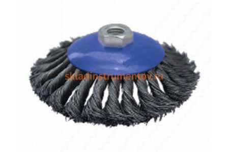 Кордщетка радиальная с наклоном витая (125 мм; М14) ПРАКТИКА 032-508
