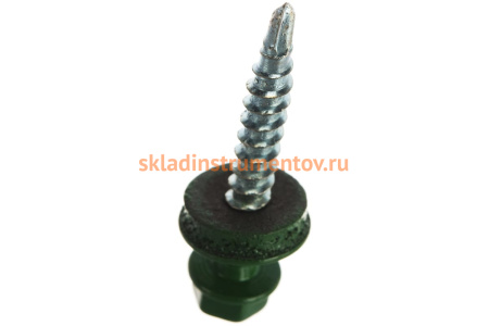 Саморезы для крепления кровельных материалов к деревянной обрешетке Зубр цвет RAL 6002 зеленый лист, оцинкованные, 4,8x35мм, 380шт 4-300315-48-035-6002