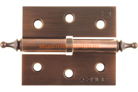 Дверная разъемная петля Зубр Эксперт 1 подшипник цвет старая медь AC правая с крепежом 75x63x2.5 мм 2 шт. 37605-075-6R