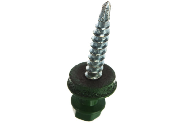 Саморезы для крепления кровельных материалов к деревянной обрешетке Зубр цвет RAL 6002 зеленый лист, оцинкованные, 4,8x35мм, 380шт 4-300315-48-035-6002