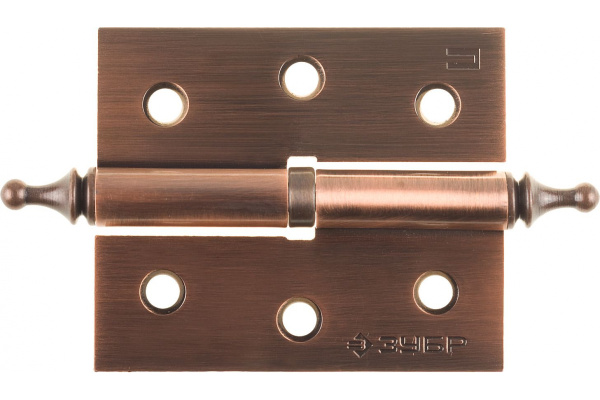 Дверная разъемная петля Зубр Эксперт 1 подшипник цвет старая медь AC правая с крепежом 75x63x2.5 мм 2 шт. 37605-075-6R