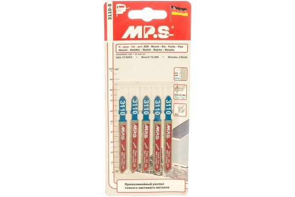 Пилки T118G (75х50х0.9 мм; 5 шт.) для листовой стали, цветных металлов MPS 3110