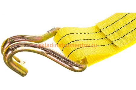 Стяжной ремень с крюками (75мм, 7т, 10м желтый) СТРОП-ПРО SP03030
