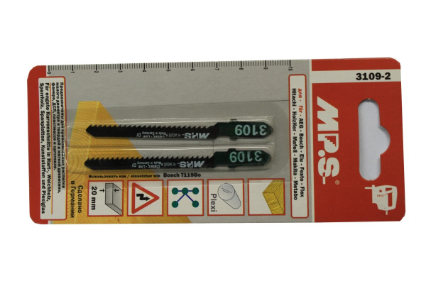 Пилки (75х50х2.0 мм; 2 шт.) по древесине, пластмассе MPS 3109-2