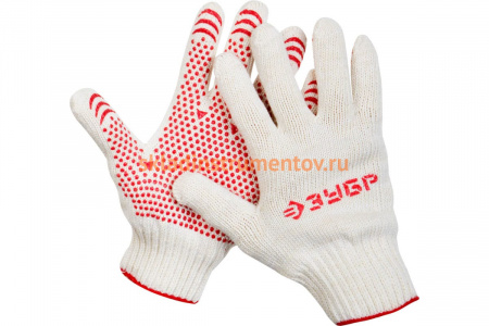 Перчатки хлопчатобумажные 7 класс защиты от скольжения (размер L-XL) "Мастер" Зубр 11456-XL