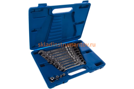 Набор комбинированных трещоточных ключей (8-19 мм, кейс, 13 предметов) KING TONY 13013MR