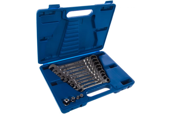 Набор комбинированных трещоточных ключей (8-19 мм, кейс, 13 предметов) KING TONY 13013MR