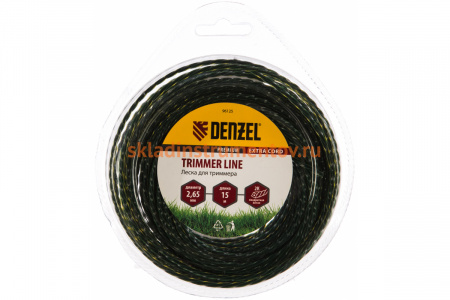 Двухкомпонентная леска для триммера квадрат 2,65 мм 15 м EXTRA CORD DENZEL 96125