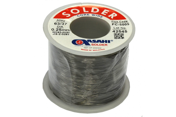 Припой (0.25 мм, 0.2 кг, Sn63/Pb37, FC5005 флюс RMA) ASAHI 00-00002075 Припой (0.25 мм, 0.2 кг, Sn63/Pb37, FC5005 флюс RMA) ASAHI 00-00002075