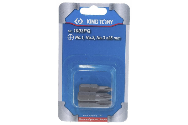 Набор вставок (бит) 1/4", крестовые, №1, №2, №3, 3шт KING TONY 1003PQ