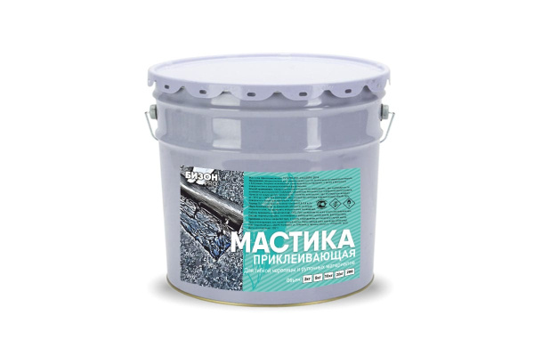 Каучуко-битумная приклеивающая мастика Бизон 10л 901610