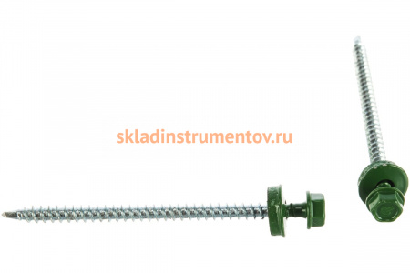Саморезы Зубр для крепления кровельных материалов к деревянной обрешетке, цвет RAL 6002 зеленый лист, оцинкованный, 4,8x80мм, 700шт 4-300310-48-080-6002