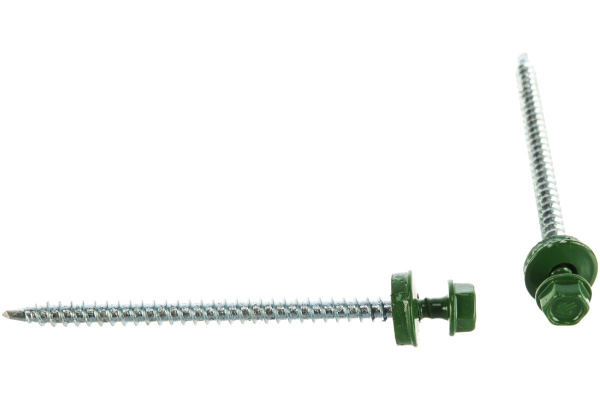 Саморезы Зубр для крепления кровельных материалов к деревянной обрешетке, цвет RAL 6002 зеленый лист, оцинкованный, 4,8x80мм, 700шт 4-300310-48-080-6002